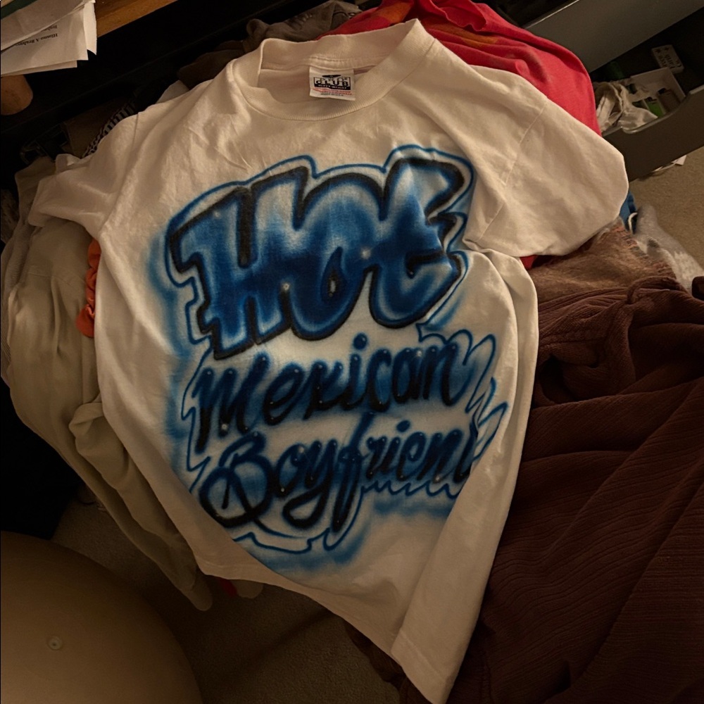 Vintage Blue and black graffiti art tee on SALE! Made in L. A. tee.